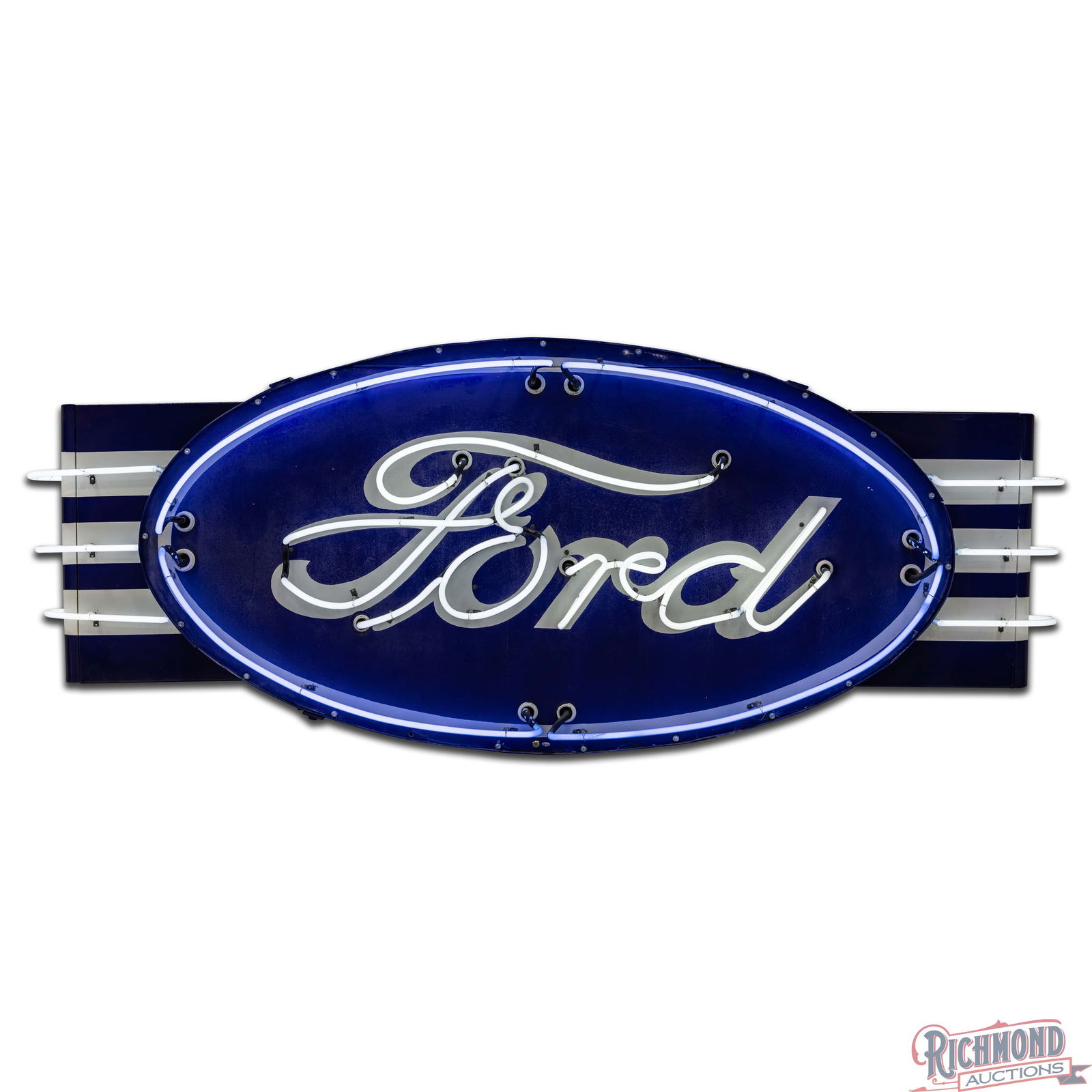 Ford Automobiles 8' Double Sided Porcelain Factory Neon Sign w/ Wings - 2