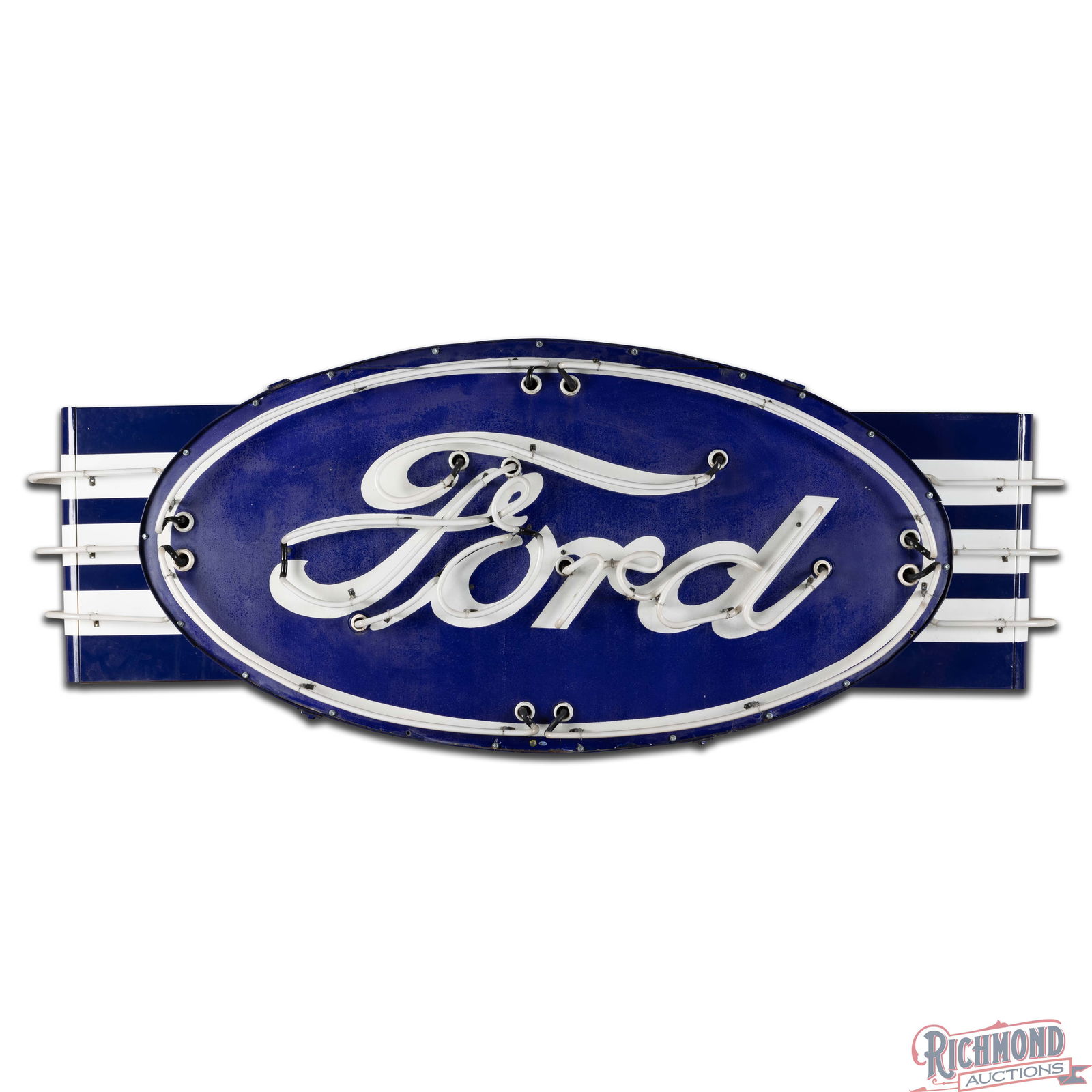 Ford Automobiles 8' Double Sided Porcelain Factory Neon Sign w/ Wings - 3