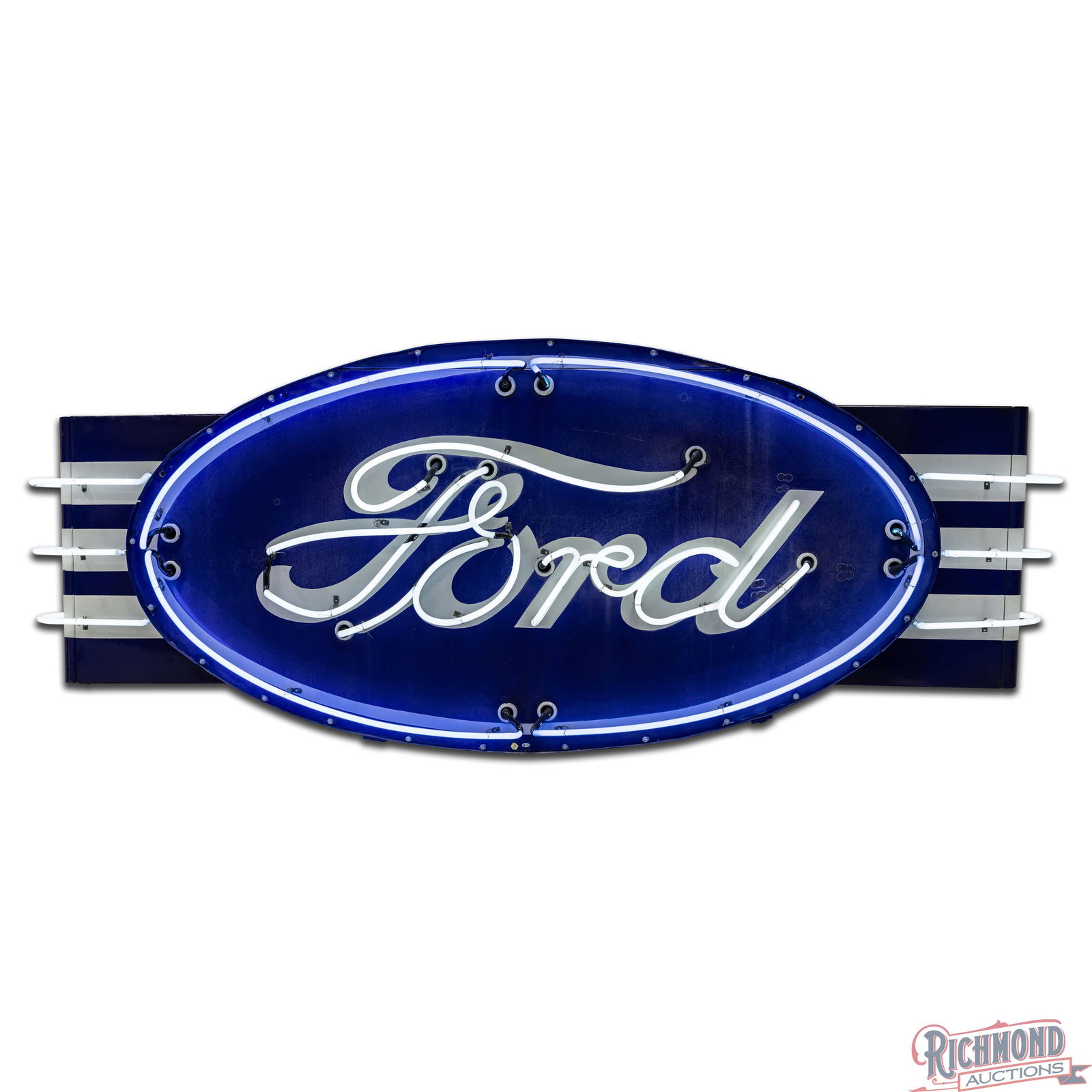 Ford Automobiles 8' Double Sided Porcelain Factory Neon Sign w/ Wings - 4