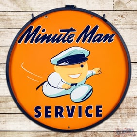 Amazing Union 76 Minuteman Service 30" Double Sided Porcelain Sign w/ Ring & Speedy