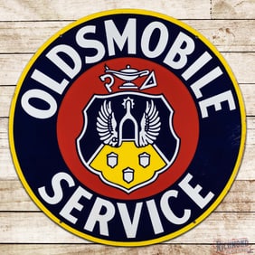 Oldsmobile Service 42" Double Sided Porcelain Sign w/ Crest Logo