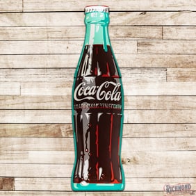 Coca Cola 9' Single Sided Tin Convex Bottle Sign