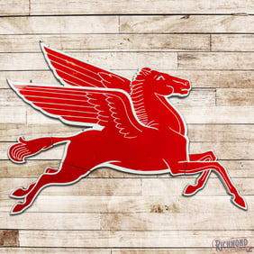 Impressive 1955 Mobil Service Station Pegasus Cookie Cutter Sign "Right Facing"