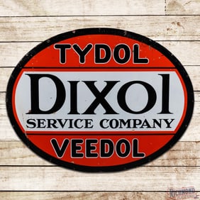 Rare Tydol Veedol Dixol Service Company 5' Double Sided Porcelain Sign