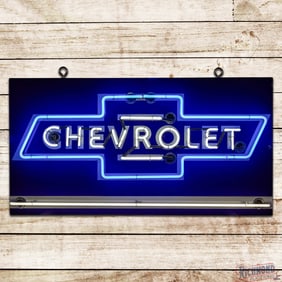 Chevrolet 4' Single Sided Porcelain Factory Neon Sign w/ Bowtie