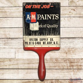 AM Paints Die Cut Single Sided Tin Paintbrush Sign Hylton Supply Co. Mt. Airy North Carolina