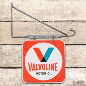 1975 Valvoline Motor Oil Double Sided Tin Sign w/ Bracket