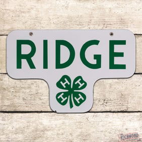 Unique Ridge 4-H Club Die Cut Double Sided Porcelain Sign w/ Four Leaf Clover Logo