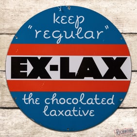 Ex-Lax "Keep Regular" The Chocolated Laxative 21" Single Sided Porcelain Sign