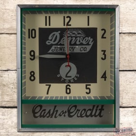 Denver Jewelry Company "Cash or Credit" 18" Lackner Advertising Clock