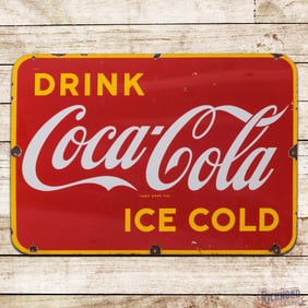 1951 Drink Coca Cola Ice Cold Single Sided Porcelain Sign
