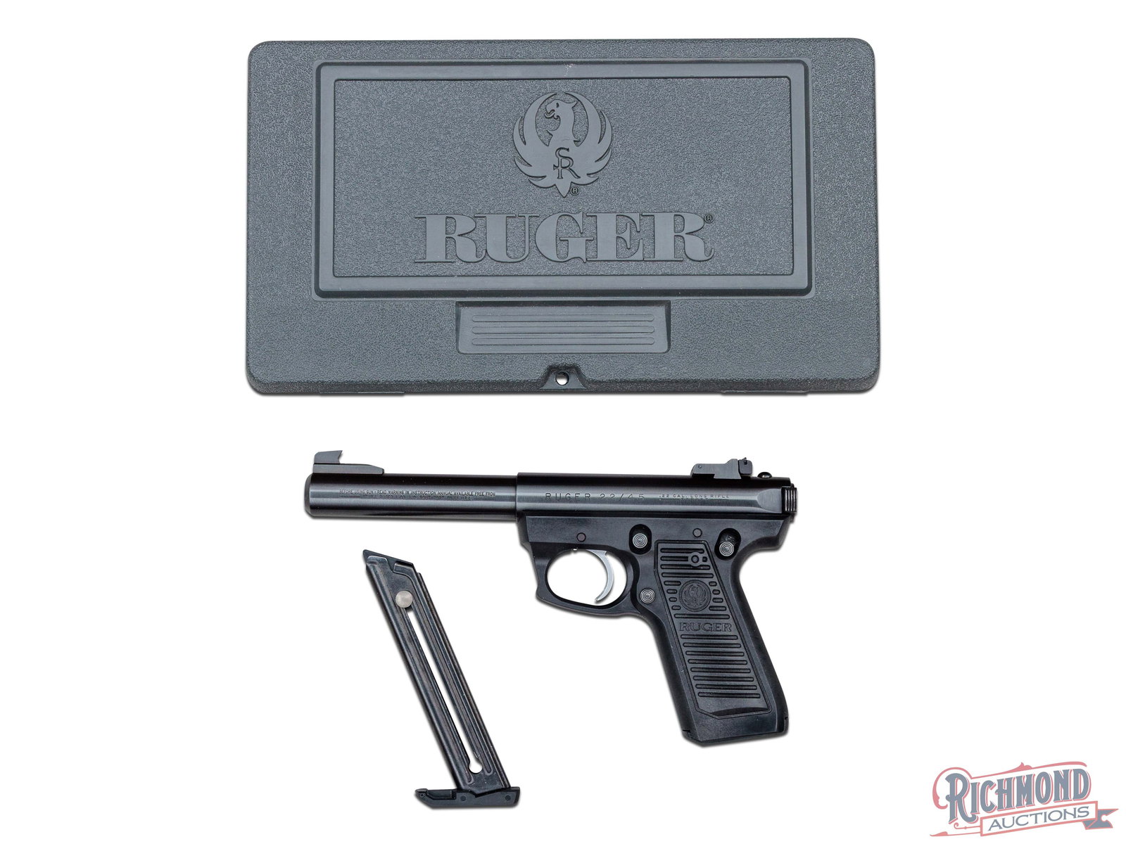 Documented Joe Foss' Ruger Mark II 22/45 Semi-Automatic Target Pistol .22 LR in Original Case: Manufactured by Sturm Ruger Co in 2000. This pistol belonged to the late Joe Foss, Marine Corps Major, WWII Fighter Ace, Medal of Honor Recipient, Former South Dakota Governor, First Commissioner of t