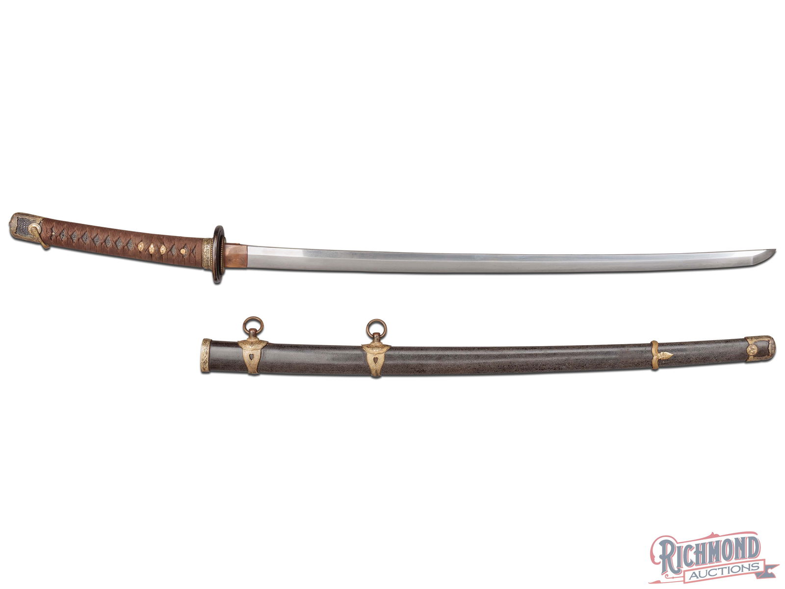 Japanese Naval Kai-Gunto Officer's Sword With Black Rayskin Scabbard (1 of 7)