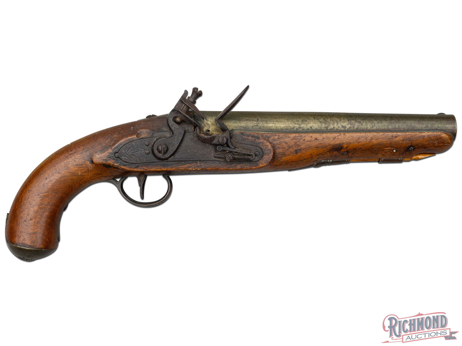 English Made Brass Barreled Flintlock .72 Caliber Pistol (1 of 5)