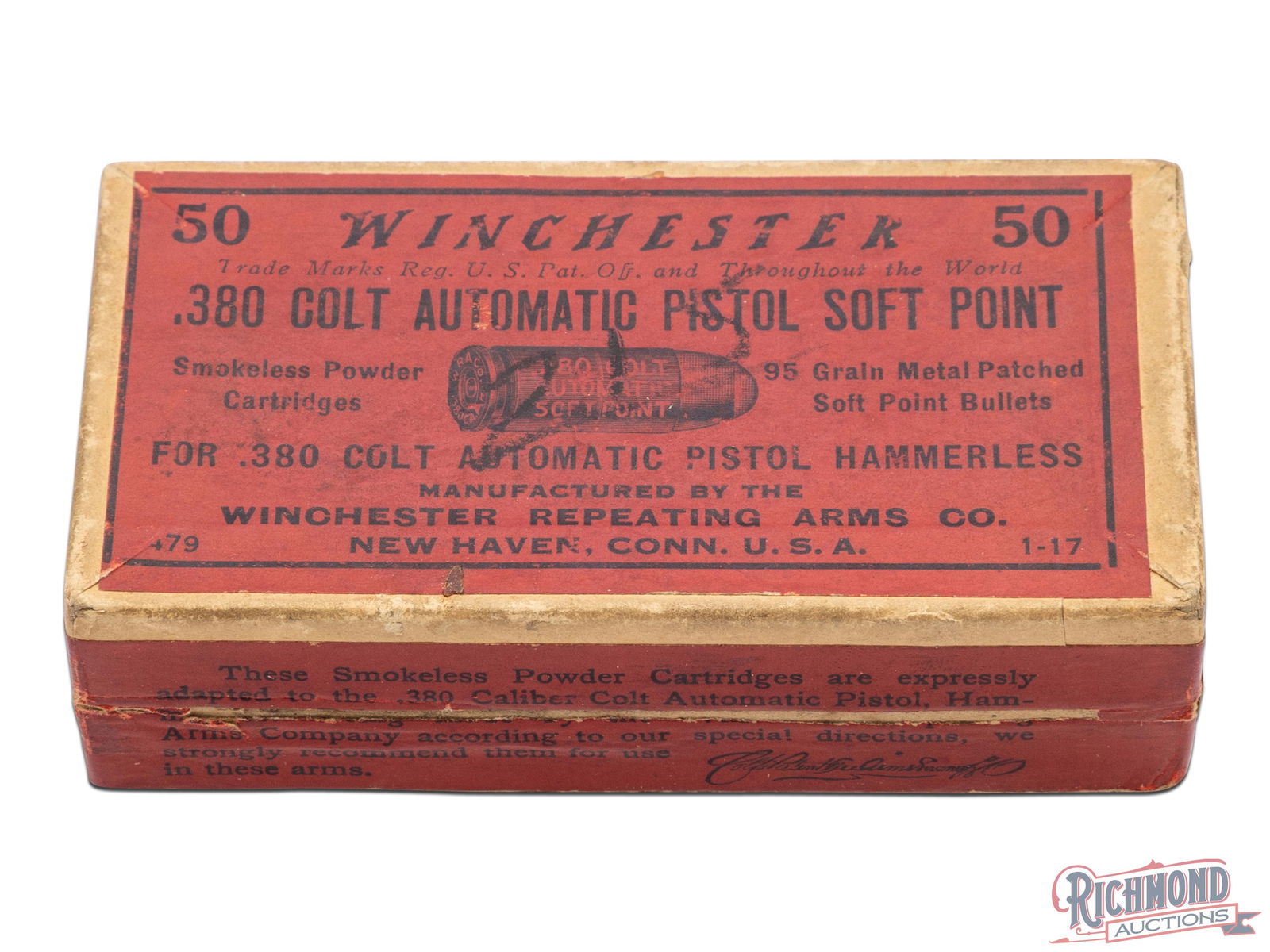 Full Box Of Winchester .380 Colt Automatic Pistol Soft Point Cartridges (1 of 8)