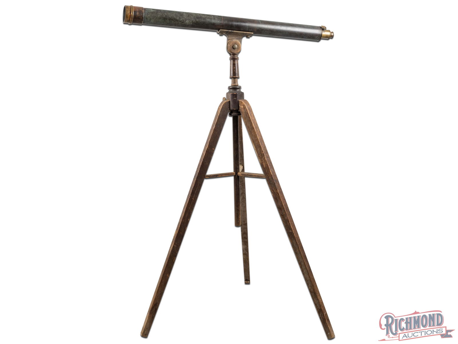 Vintage Creedmoor Brass Range Telescope With Wooden Stand (1 of 5)
