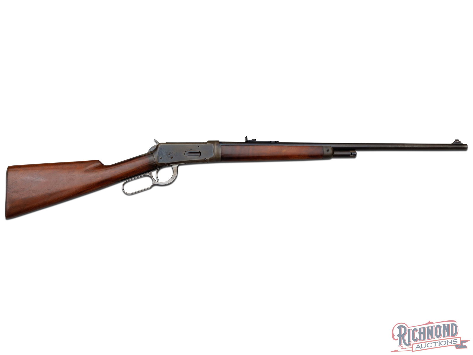 Winchester Model 55 Takedown Lever Action Rifle in 30 W.C.F. Caliber: Made circa 1927 by Winchester Repeating Arms Company. Blued 24" round takedown Winchester Nickel Steel rifled barrel with two line Winchester Address with Winchester Proofmark and 30 W.C.F. caliber ma