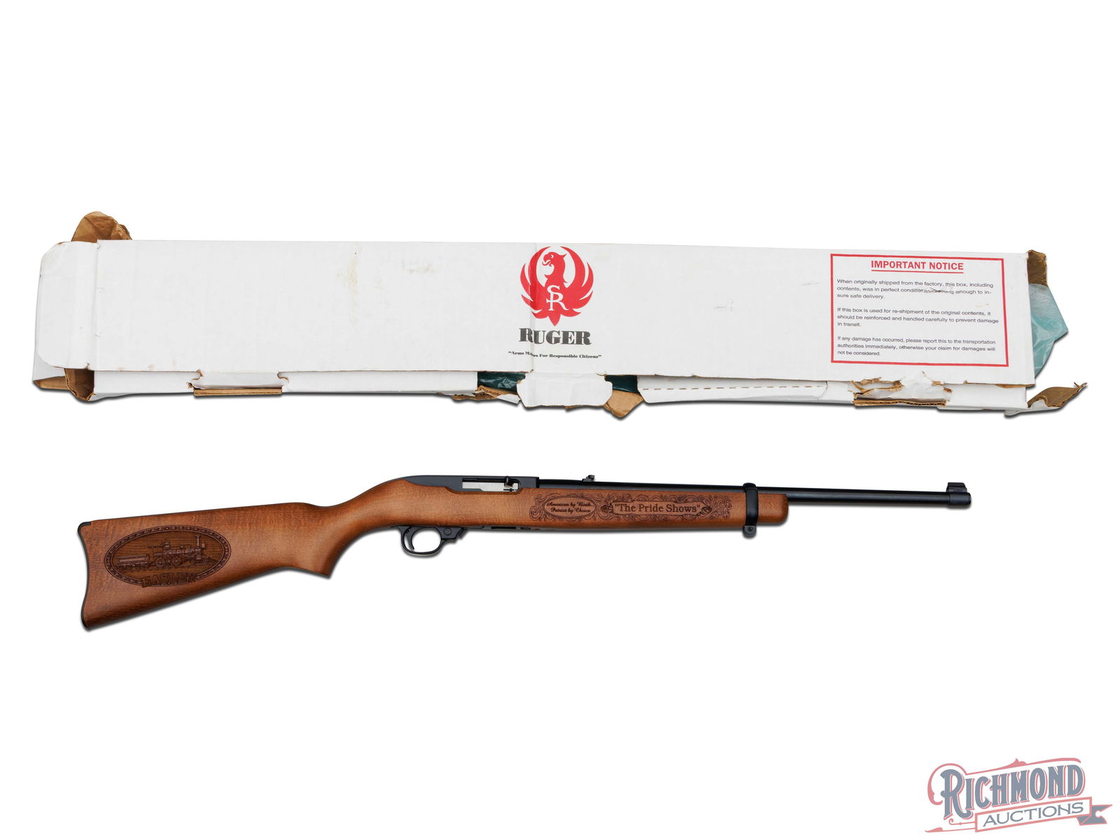 Ruger 10/22 Semi-Automatic Rifle .22 LR Engraved Special Easley, SC Edition With Original Box: Manufactured by Sturm Ruger Co in 2004 and upgraded to a special edition to commemorate the 130th anniversary of the town of Easley South Carolina. Likley made for city council members or first respon