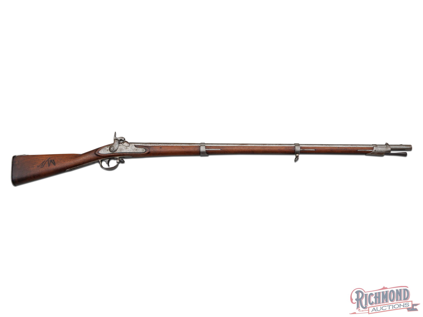 Model 1816 Springfield Musket With Bolster Percussion Conversion .69 Caliber: This musket was made in 1829 by Springfield Armory and has been converted to a bolster style percussion system. It features a 42" .69 caliber barrel with an inverted V front sight on the front band an