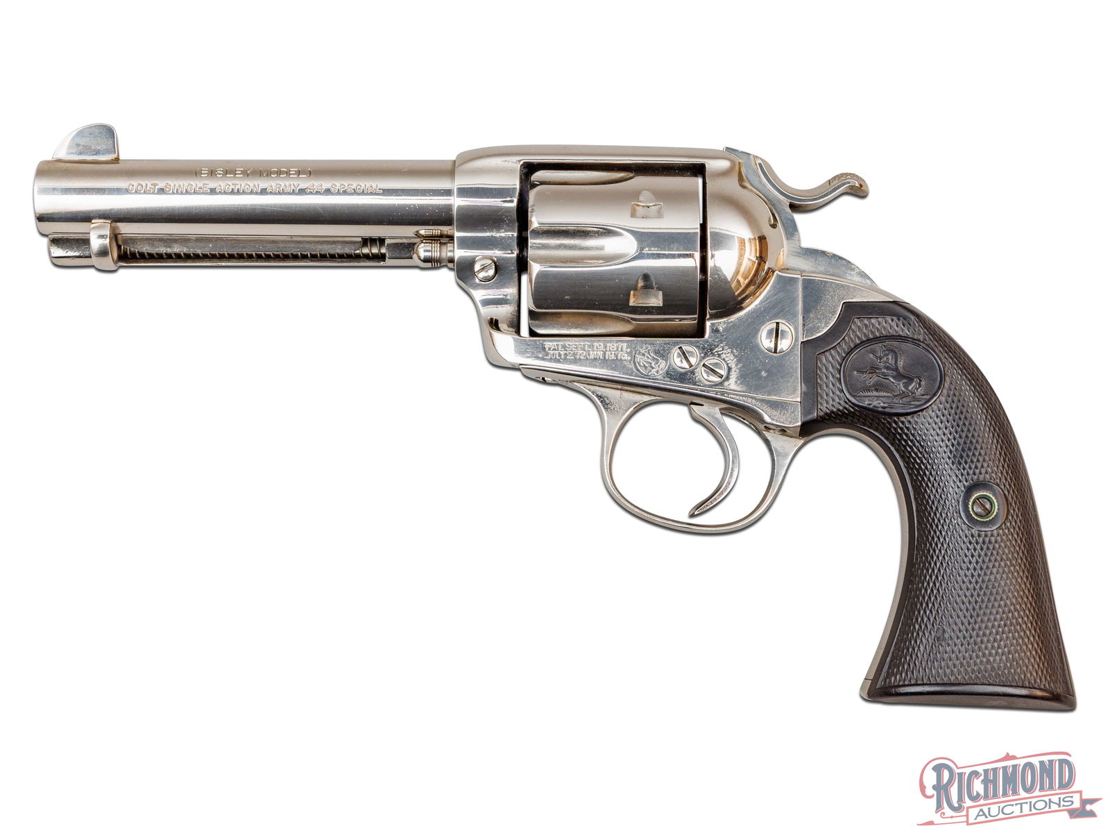 Rare 1904 Colt Bisley Single Action Army .44 Special Nickel Revolver (1 of 4)
