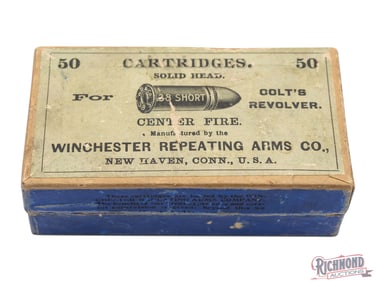 Full Winchester Box Of .38 Short Centerfire Cartridges 50 Rounds