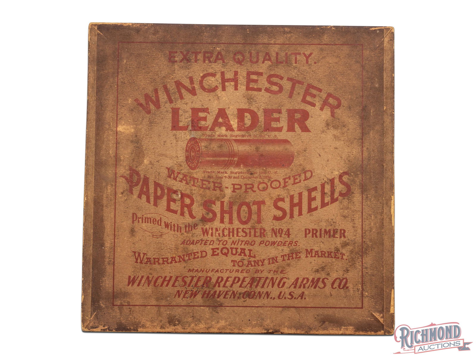 Partial Box Of "Extra Quality" 10 Gauge Winchester Leader Water-Proofed Paper Shot Shells 100 Ct Box: This is a 100 count box of 10 gauge 2 7/8" Winchester "Extra Quality" Leader Water-Proofed paper shot shells. The box contains 76 of the 100 shells originally contained in this box. Box has red letter