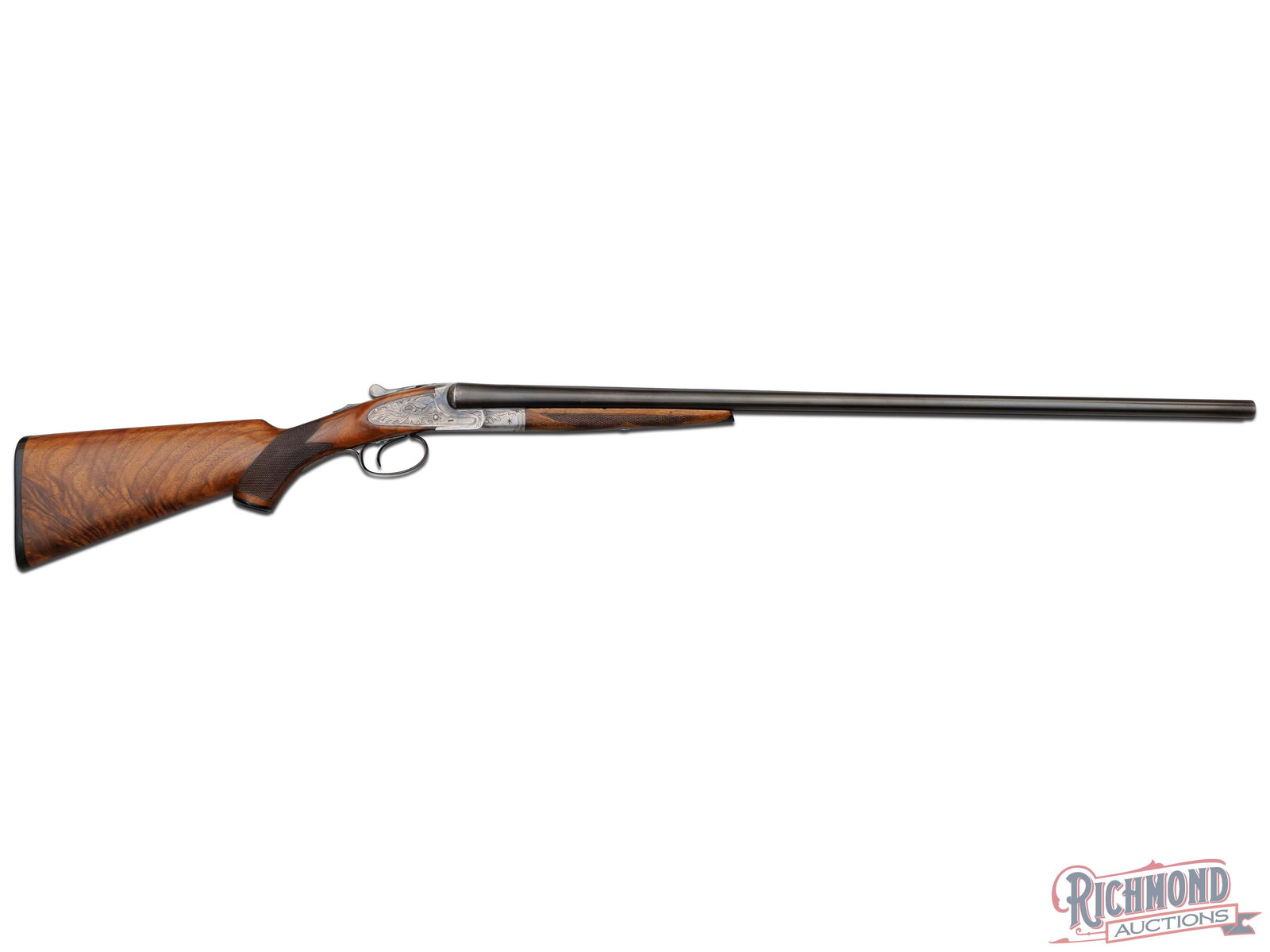 Rare L.C. Smith Ideal Grade 20 Gauge Side By Side Shotgun With 30" Barrels 3" Chambers: Made by the Hunter Arms Company in 1920. Gun has blued 30" London Steel barrels with Rare 3" chambers, matted sighting plane with bead sight and ejectors. Gun has "Hunter Arms Company Fulton NY" addre