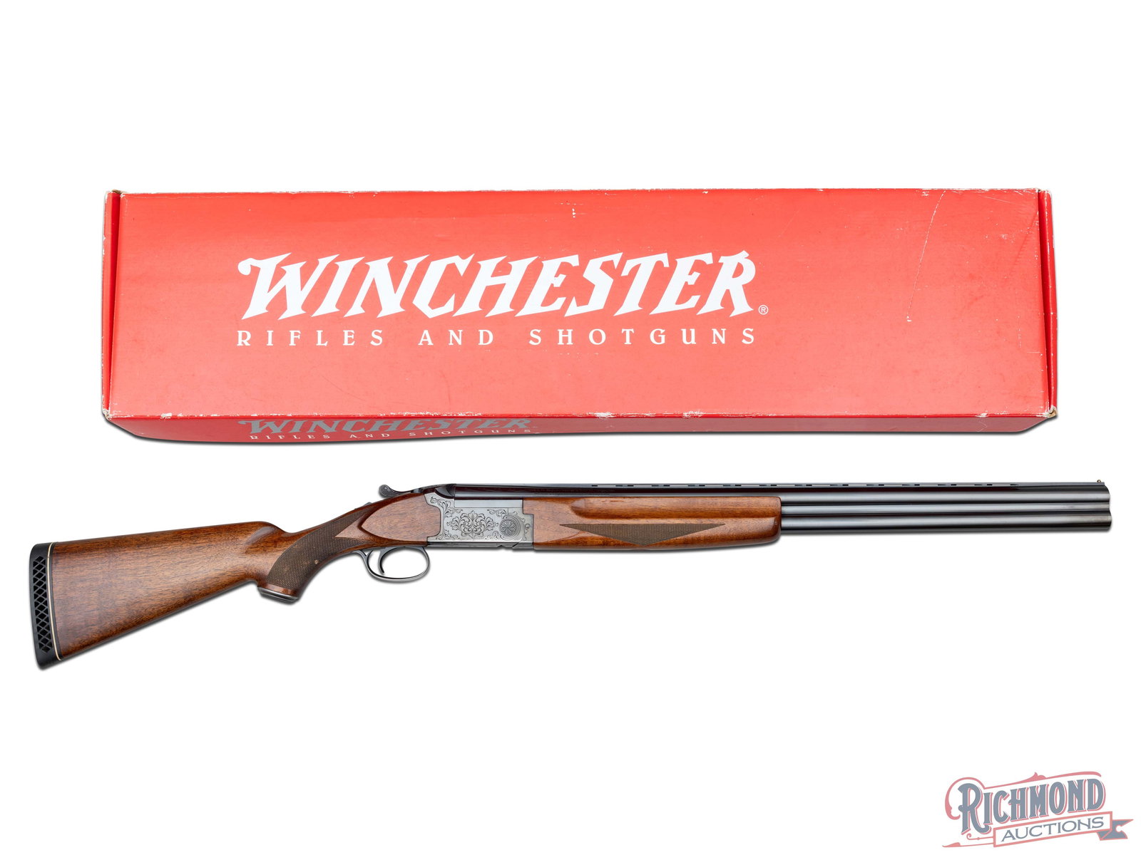 Boxed Winchester Model 101 Select 12 Gauge Over/Under Shotgun: Manufactured by FN in Belgium for Winchester. Features 26" blued ventilated rib barrels with brass bead front sight. 12 gauge, chambered for 3" shells with Invector Plus chokes. Box lock action with s