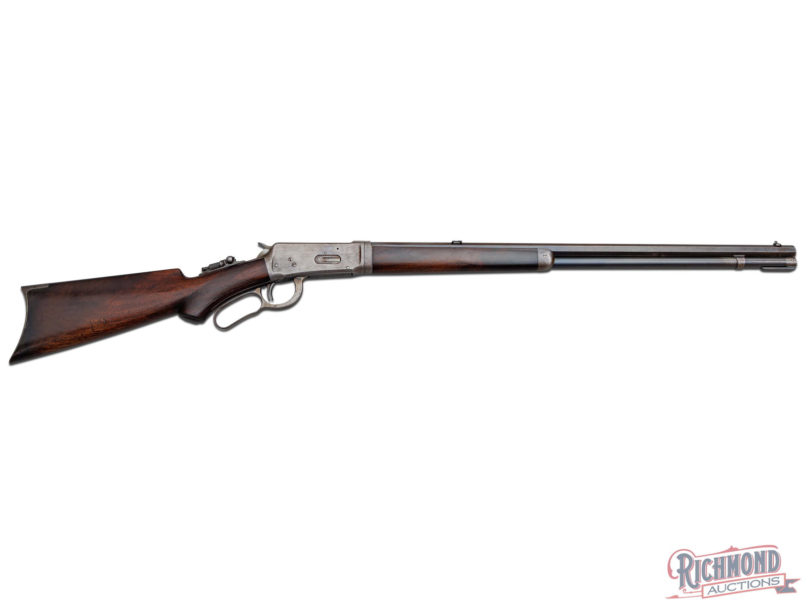 Antique Special Order Winchester Takedown Model 1894 Lever Action Rifle in 38-55 Winchester Caliber: Made in 1896 by Winchester Repeating Arms Company. Blued 26" octagon rifled barrel with two line Winchester Address and 38-55 caliber marking at breech. Blued full tubular magazine. Special order two