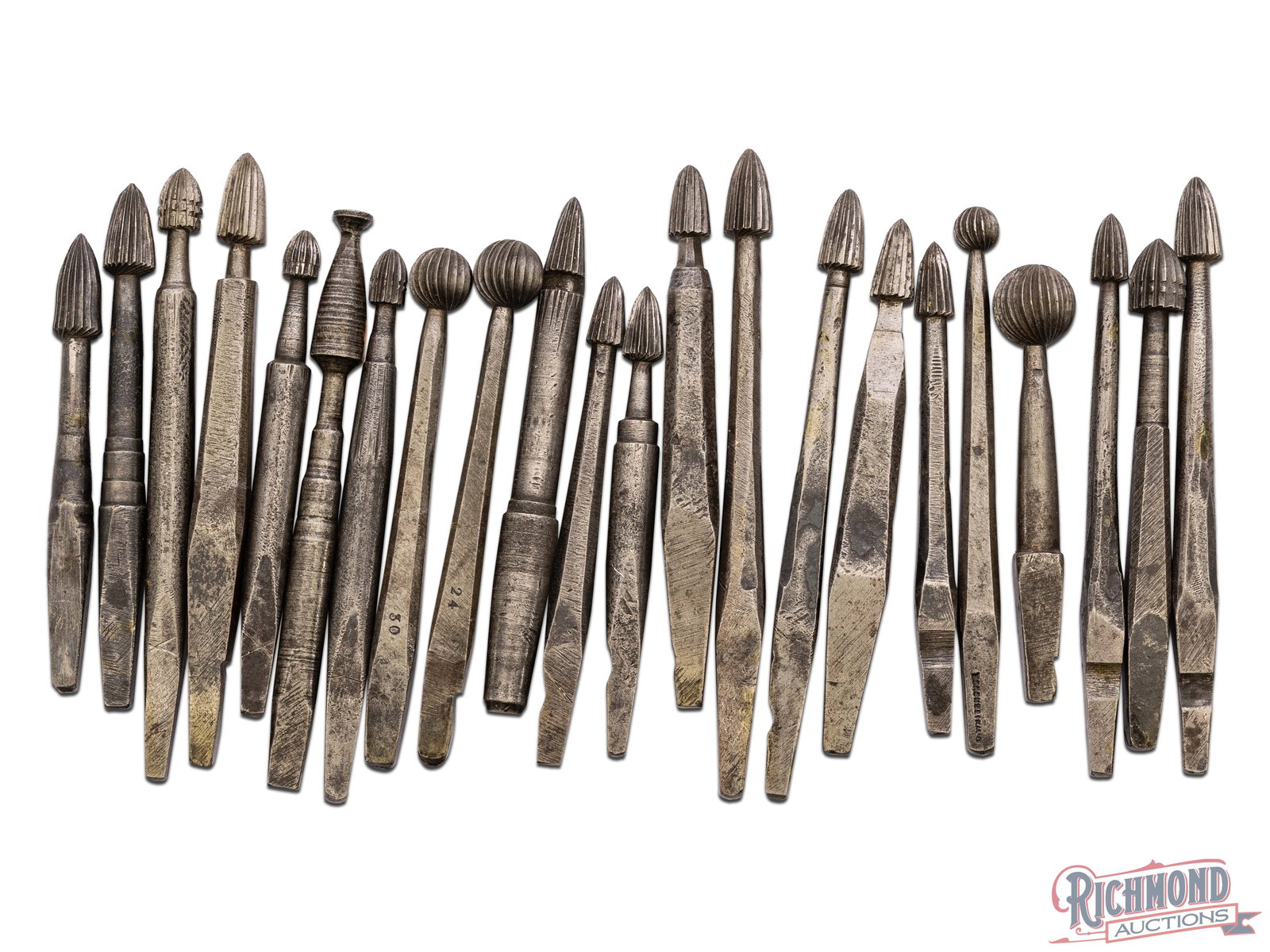 Collection Of Ball And Picket Bullet Mold Cherries: Collection consists of 22 Ball and Picket gunsmith made Mold cherries. FFL: Antique.