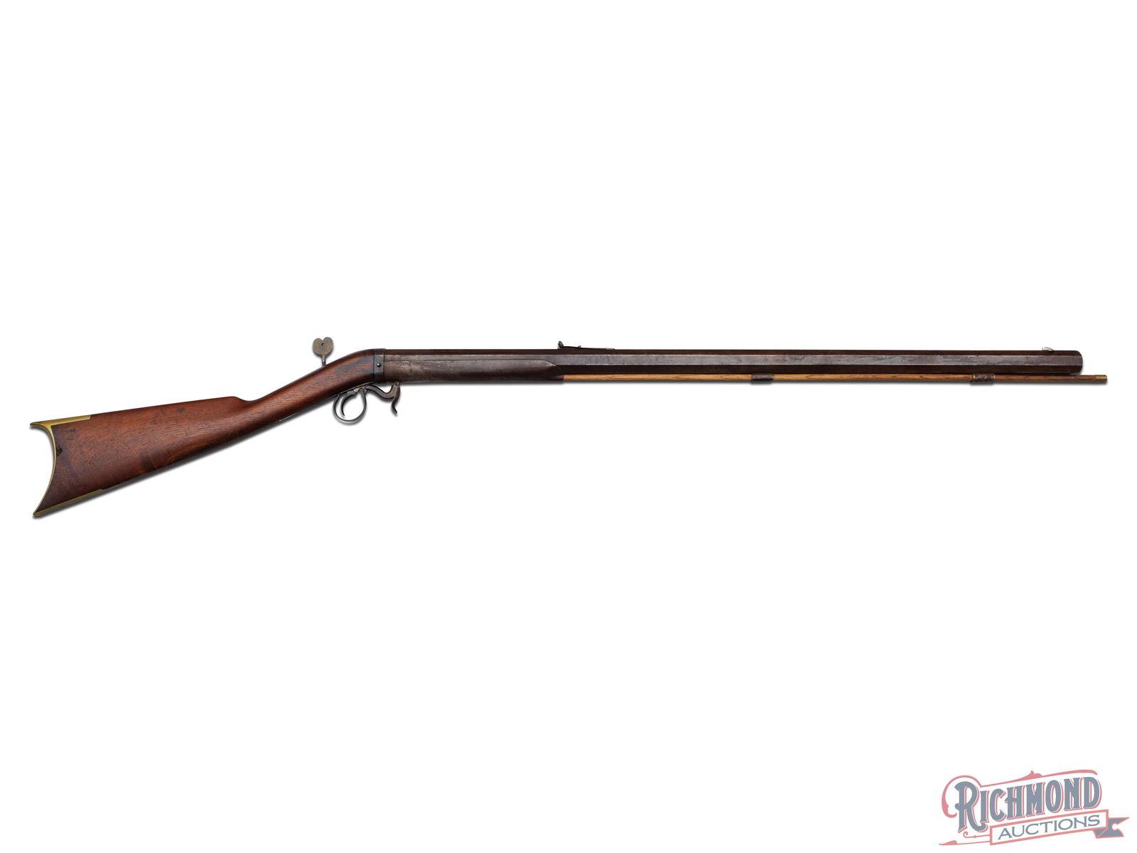 New York Percussion Half Stock Underhammer 36 Caliber Rifle Stamped B.C. Wood Painted Post, New York (1 of 9)