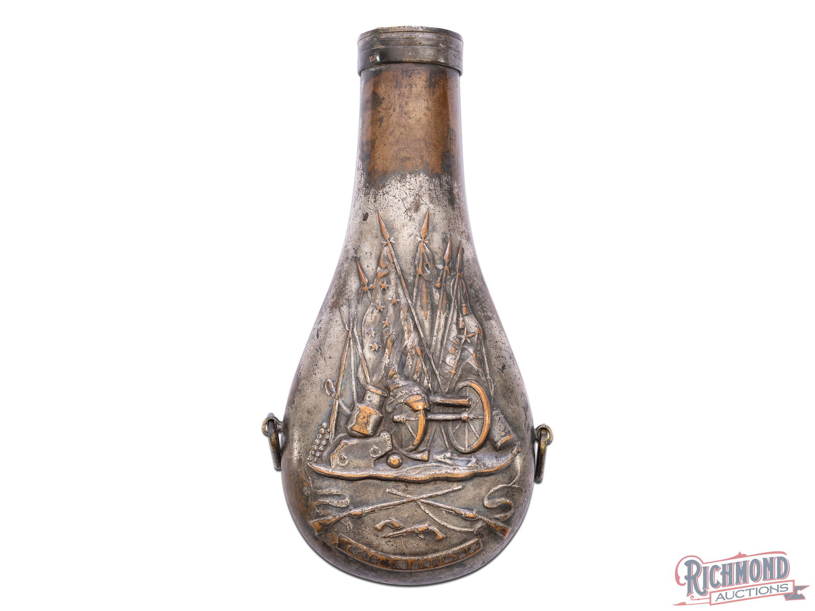 Rare Original Silver Plated Presentation Colt Walker Powder Flask Reserved for Presentation Sets (1 of 5)