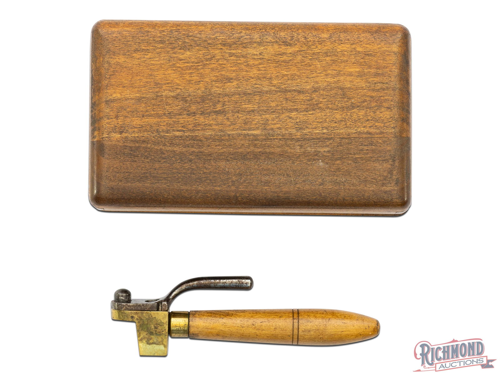 Starr Navy Revolver .36 Caliber Wooden Handle Single Cavity Mold In Case: Made for use with 1858 Starr Navy revolver circa 1858 with brass single conical cavity. Mold has iron sprue cutter with wooden handle. Comes in later made display case. Provenance: Doc Spink Collectio