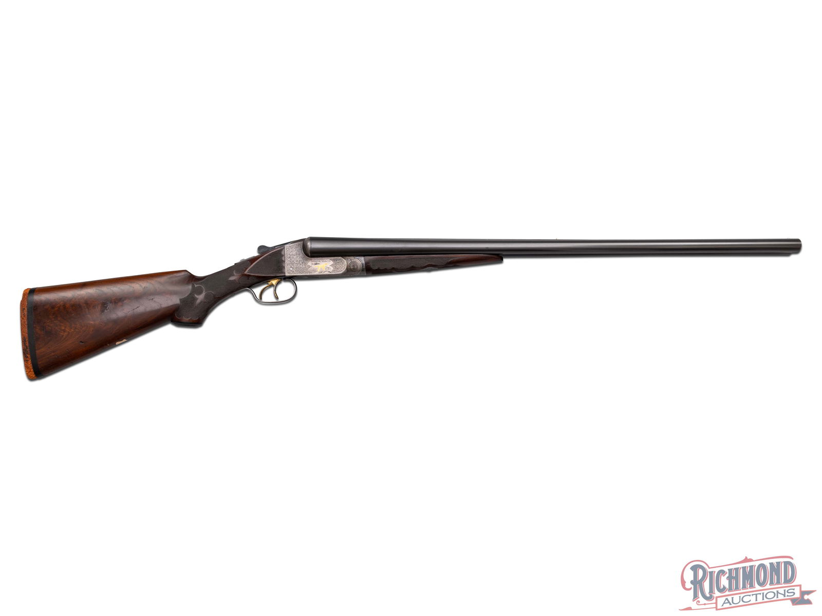 Scarce Ithaca Flues High Grade 6 SxS 12 GA Shotgun Engraved W/ Letter: This beautiful Ithaca shotgun was manufactured in 1910. Cody Firearms Record confirms all options except period recoil pad. These guns are rare with according to Ithaca experts approximately less than