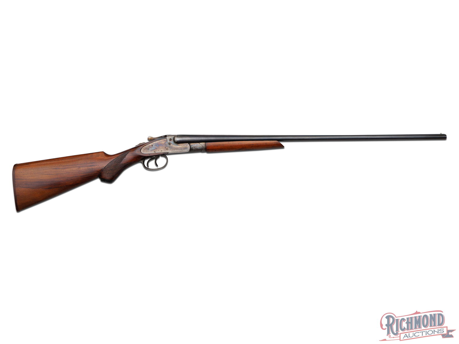 Crescent Firearms Company 410 Caliber Side By Side Shotgun: Made by Crescent Arms Company of Norwich, Connecticut in 1925. Blued 26" Fluid Steel barrels with no markings. Barrels have extractors, matted rib sight plain, bead sight with 2-1/2" chambers and Cyli