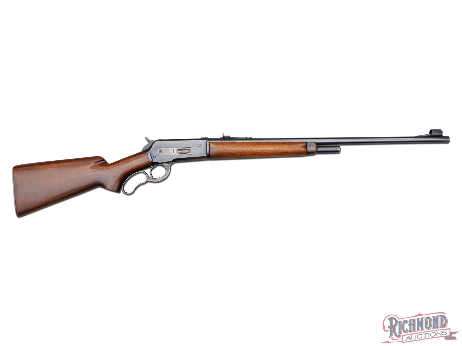 Second Year Production Winchester Model 71 Standard Rifle in 348 Winchester Caliber: Made circa 1936 by Winchester Repeating Arms Company in the second year of production. Blued 24" round Winchester Proof Steel rifled barrel with two line Winchester Address with Winchester Proofmark a