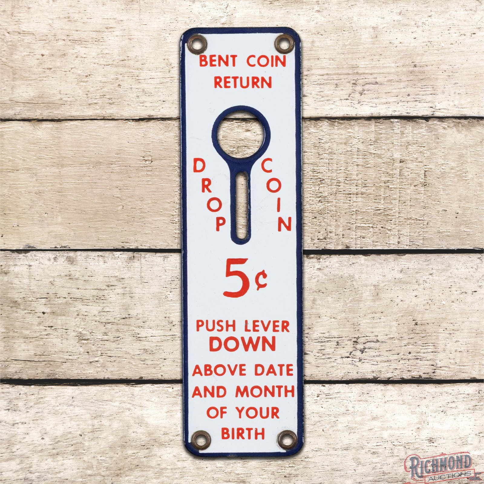 Watling Horoscope Drop Coin 5 Cents Push Lever Down Single Sided Porcelain Sign (1 of 3)