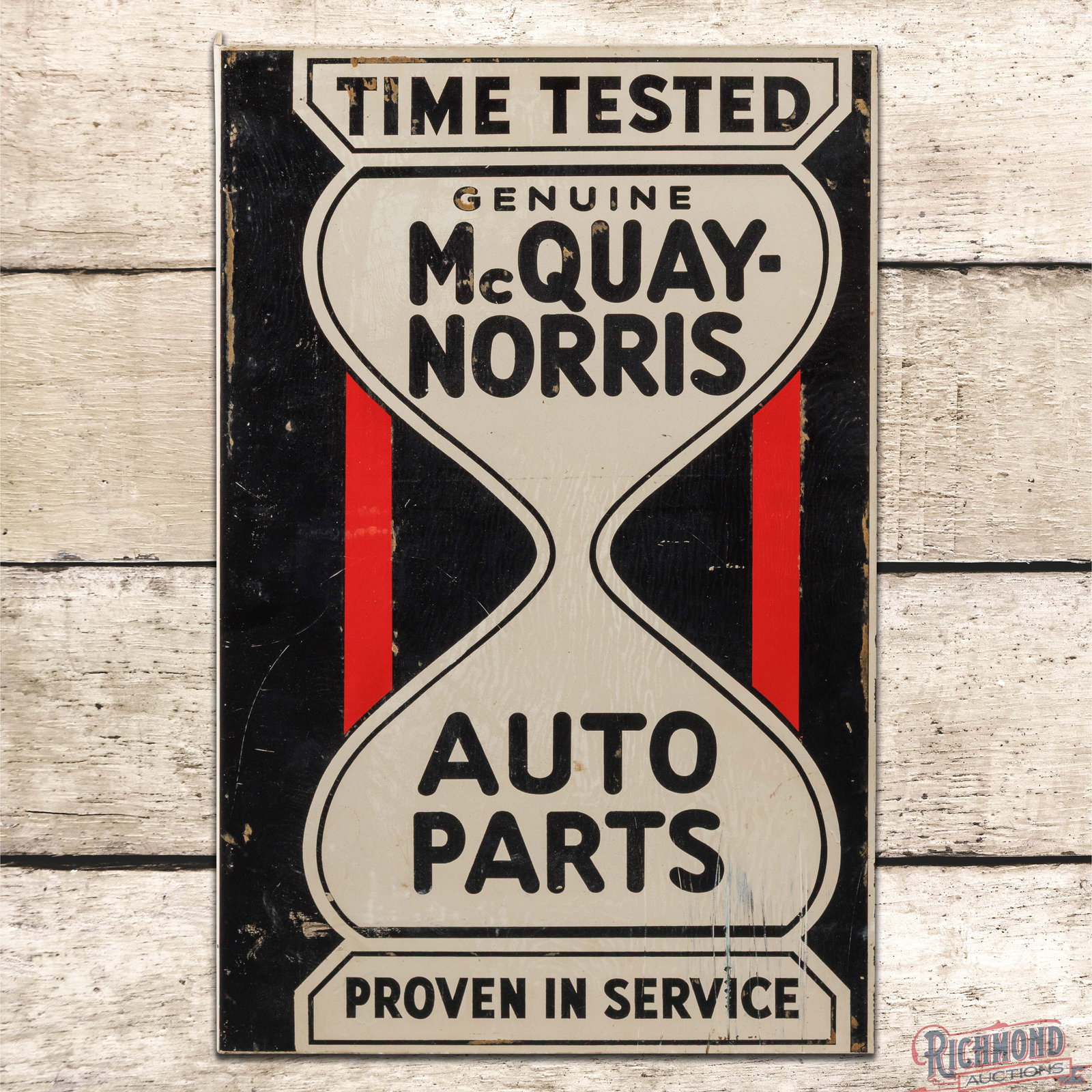 Time Tested McQuay Norris Auto Parts "Proven in Service" Double Sided Tin Flange Sign (1 of 4)