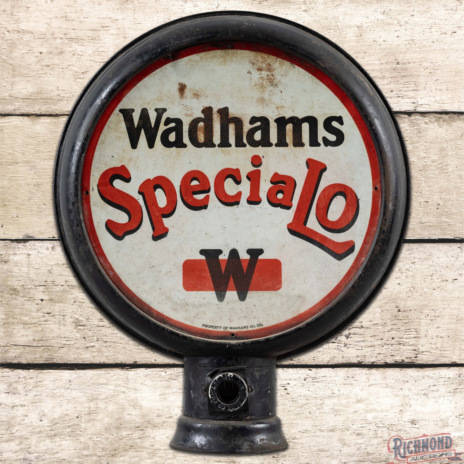 Scarce Wadhams Special Lo Gasoline 15" Complete Convex HP Metal Body Gas Pump Globe (1 of 5)