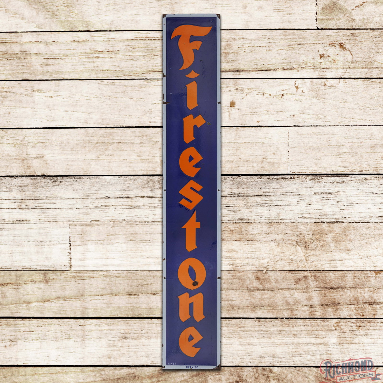 Firestone Tires Vertical 5' Single Sided Porcelain Sign (1 of 3)