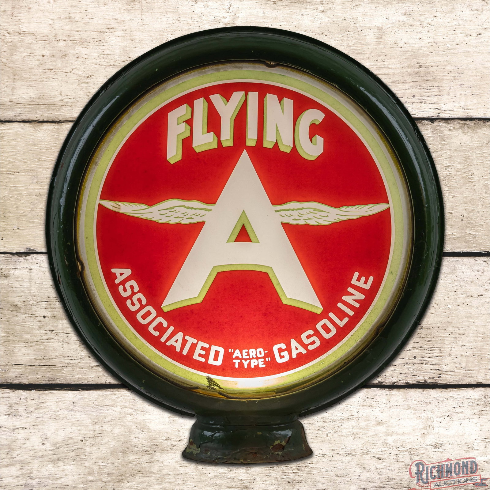 Flying A "Aero Type" Associated Gasoline 15" Single w/ Broken Ethyl Lens HP Metal Body (1 of 7)