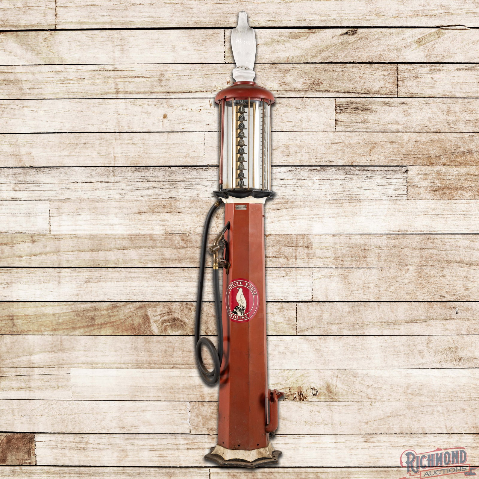 American Ten Gallon Visible Gas Pump White Eagle Gasoline (1 of 3)