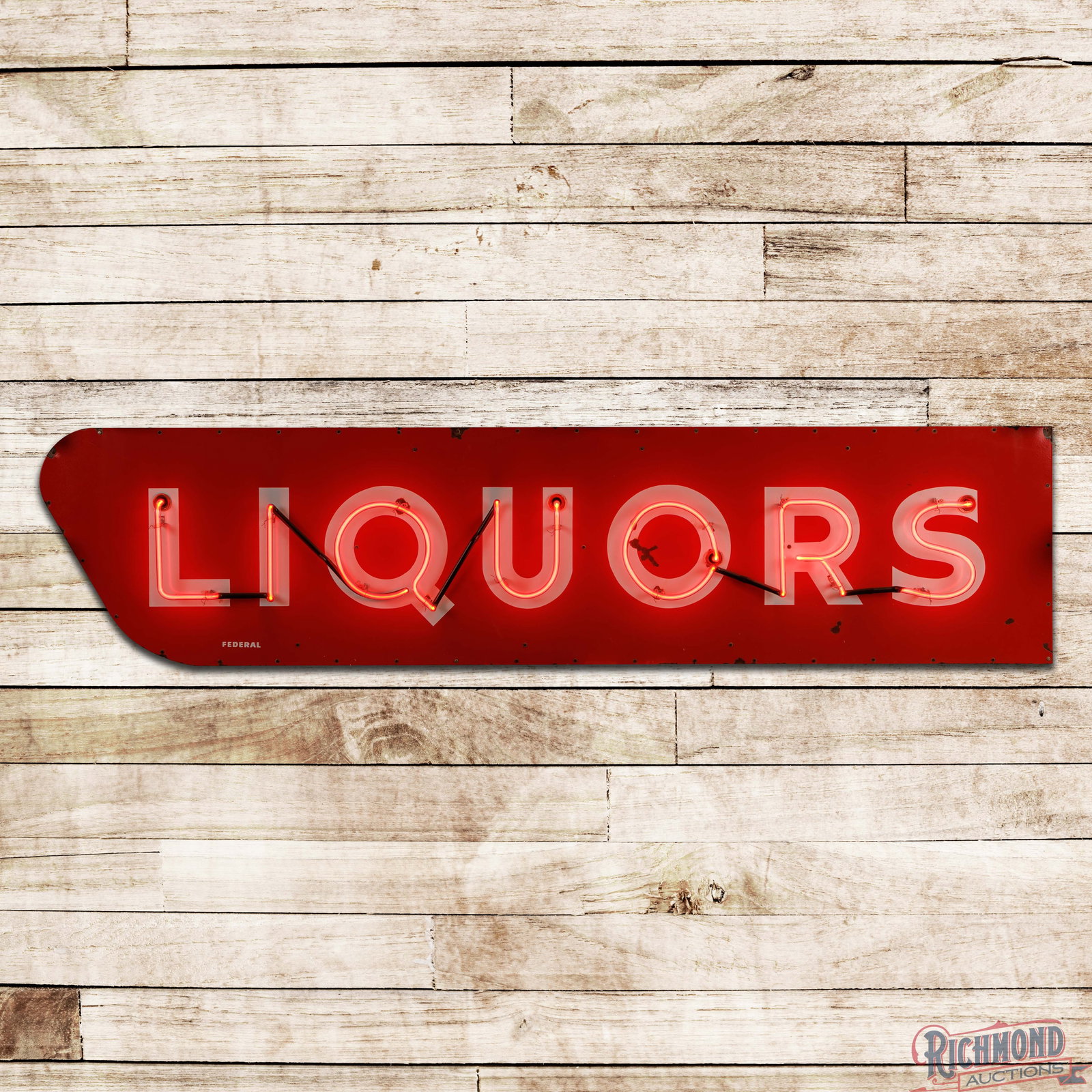Liquors 8.5' Double Sided Porcelain Factory Neon Sign (1 of 5)