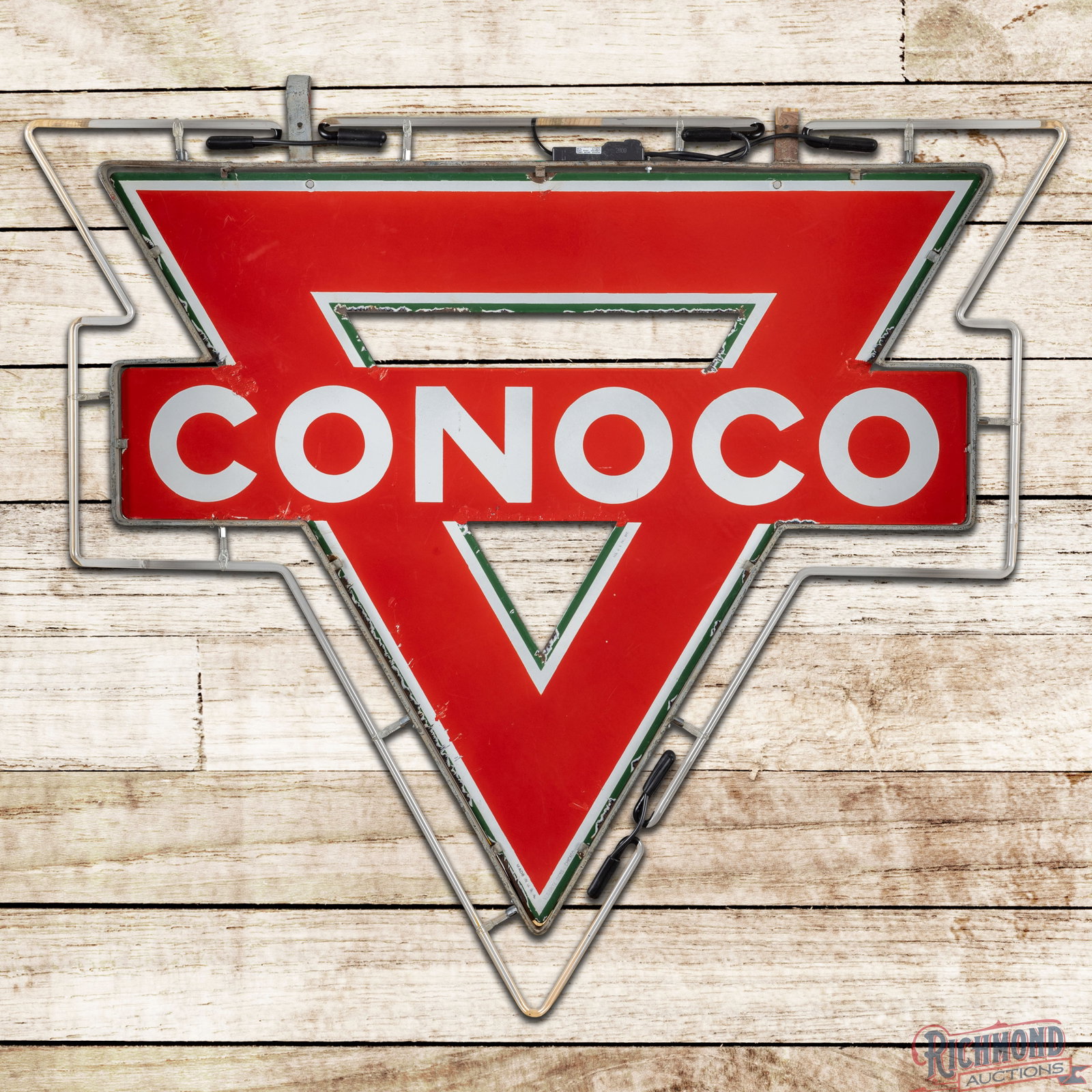 Conoco Gasoline 42" Die Cut Double Sided Porcelain Neon Sign (1 of 5)