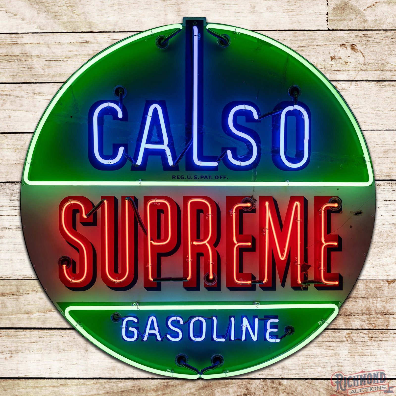 Calso Supreme Gasoline 4.5' Single Sided Porcelain Neon Sign (1 of 4)