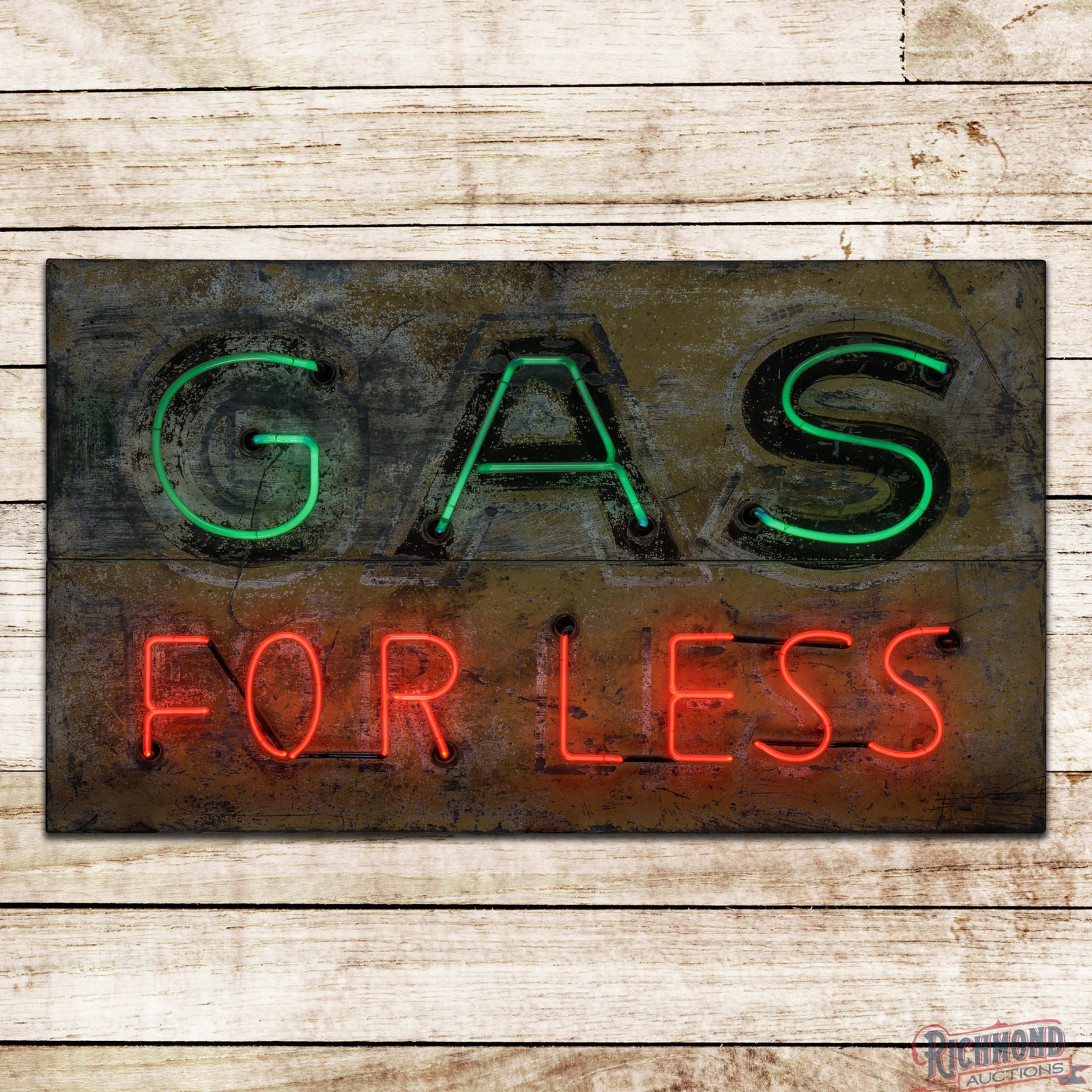Gas For Less 6' Single Sided Tin Factory Neon Sign (1 of 4)