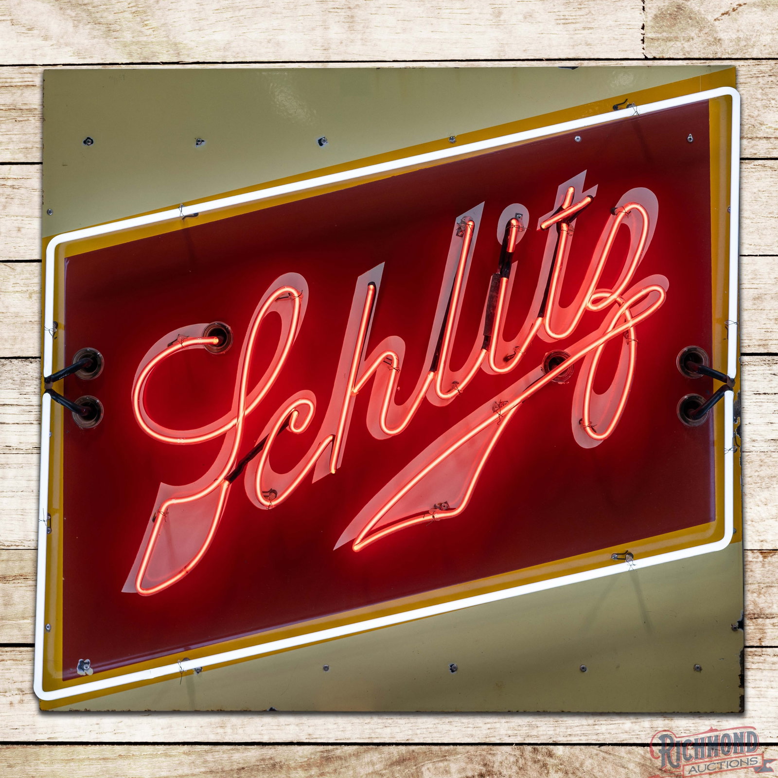 Schlitz 44" Double Sided Porcelain Factory Neon Sign (1 of 5)