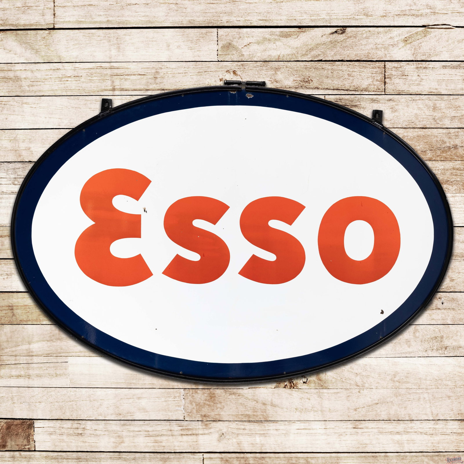 Esso Gasoline 7.5' Double Sided Porcelain ID Sign w/ Ring (1 of 3)
