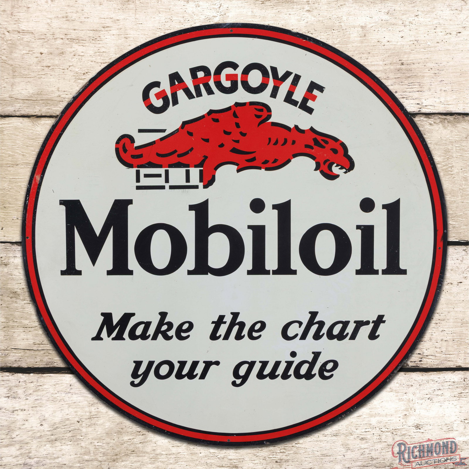 Gargoyle Mobiloil Make the Chart Your Guide Single Sided Tin Sign (1 of 3)