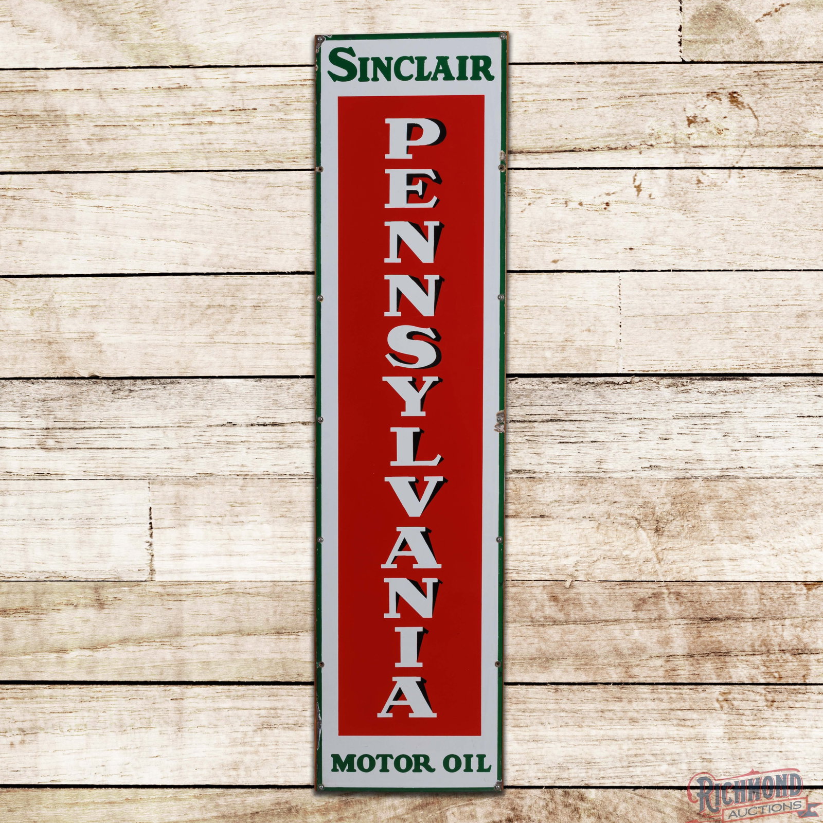 Sinclair Pennsylvania Motor Oil 5' Single Sided Porcelain Sign (1 of 3)